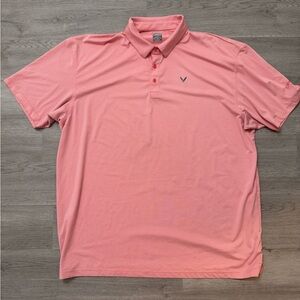 Callaway Red & White Striped Polo Shirt